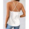imageZeagoo Womens Cowl Neck Satin Camisole Sleeveless Spaghetti Strap Silk Cami Tank Tops Summer Basic Tank ShirtAwhite