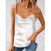 imageZeagoo Womens Cowl Neck Satin Camisole Sleeveless Spaghetti Strap Silk Cami Tank Tops Summer Basic Tank ShirtAwhite