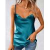 imageZeagoo Womens Cowl Neck Satin Camisole Sleeveless Spaghetti Strap Silk Cami Tank Tops Summer Basic Tank ShirtBlue Green