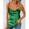 imageZeagoo Womens Cowl Neck Satin Camisole Sleeveless Spaghetti Strap Silk Cami Tank Tops Summer Basic Tank ShirtGreen