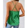 imageZeagoo Womens Cowl Neck Satin Camisole Sleeveless Spaghetti Strap Silk Cami Tank Tops Summer Basic Tank ShirtGreen