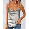 imageZeagoo Womens Cowl Neck Satin Camisole Sleeveless Spaghetti Strap Silk Cami Tank Tops Summer Basic Tank ShirtMisty Grey