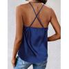 imageZeagoo Womens Cowl Neck Satin Camisole Sleeveless Spaghetti Strap Silk Cami Tank Tops Summer Basic Tank ShirtNavy Blue