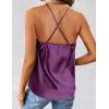 imageZeagoo Womens Cowl Neck Satin Camisole Sleeveless Spaghetti Strap Silk Cami Tank Tops Summer Basic Tank ShirtPurple