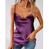 imageZeagoo Womens Cowl Neck Satin Camisole Sleeveless Spaghetti Strap Silk Cami Tank Tops Summer Basic Tank ShirtPurple