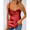 imageZeagoo Womens Cowl Neck Satin Camisole Sleeveless Spaghetti Strap Silk Cami Tank Tops Summer Basic Tank ShirtRed