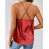 imageZeagoo Womens Cowl Neck Satin Camisole Sleeveless Spaghetti Strap Silk Cami Tank Tops Summer Basic Tank ShirtRed