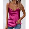 imageZeagoo Womens Cowl Neck Satin Camisole Sleeveless Spaghetti Strap Silk Cami Tank Tops Summer Basic Tank ShirtRose