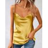 imageZeagoo Womens Cowl Neck Satin Camisole Sleeveless Spaghetti Strap Silk Cami Tank Tops Summer Basic Tank ShirtTurmeric
