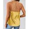 imageZeagoo Womens Cowl Neck Satin Camisole Sleeveless Spaghetti Strap Silk Cami Tank Tops Summer Basic Tank ShirtTurmeric