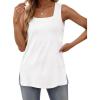 imageZeagoo Tank Tops for Women 2025 Summer Square Neck Loose Fit Side Split Casual Flowy Sleeveless Shirts SXXLWhite