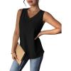 imageZeagoo Women Eyelet Tank Tops Sleeveless Shirts V Neck Cute Summer Top Loose Fit Camisole SXXLBlack