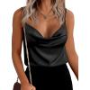 imageZeagoo Womens Cowl Neck Satin Camisole Sleeveless Spaghetti Strap Silk Cami Tank Tops Summer Basic Tank ShirtAblack