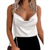 imageZeagoo Womens Cowl Neck Satin Camisole Sleeveless Spaghetti Strap Silk Cami Tank Tops Summer Basic Tank ShirtAwhite