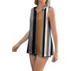 imageZeagoo Sleeveless Tops for Women High Neck Flowy Clothes Summer Tops for Women 2025Khaki Stripe