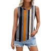 imageZeagoo Sleeveless Tops for Women High Neck Flowy Clothes Summer Tops for Women 2025Khaki Stripe