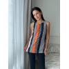 imageZeagoo Sleeveless Tops for Women High Neck Flowy Clothes Summer Tops for Women 2025Khaki Stripe