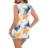 imageZeagoo Sleeveless Tops for Women High Neck Flowy Clothes Summer Tops for Women 2025White Blue Flower