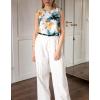 imageZeagoo Sleeveless Tops for Women High Neck Flowy Clothes Summer Tops for Women 2025White Blue Flower