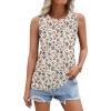 imageZeagoo Sleeveless Tops for Women High Neck Flowy Clothes Summer Tops for Women 2025White Green Flower