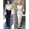 imageZeagoo Tops for Women Trendy 2024 Tank Tops Keyhole Neck Sleeveless Blouses Summer Business Casual Basic ShirtsWhite