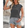 imageZeagoo Womens 3 Pack Crewneck Cap Sleeve Tank Tops Casual Basic T Shirts Loose Fit Tee Summer Tops 20251black Stripe