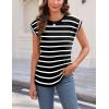 imageZeagoo Womens 3 Pack Crewneck Cap Sleeve Tank Tops Casual Basic T Shirts Loose Fit Tee Summer Tops 20251black Stripe