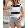imageZeagoo Womens 3 Pack Crewneck Cap Sleeve Tank Tops Casual Basic T Shirts Loose Fit Tee Summer Tops 20251white Stripe