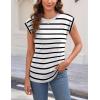imageZeagoo Womens 3 Pack Crewneck Cap Sleeve Tank Tops Casual Basic T Shirts Loose Fit Tee Summer Tops 20251white Stripe