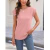 imageZeagoo Womens 3 Pack Crewneck Cap Sleeve Tank Tops Casual Basic T Shirts Loose Fit Tee Summer Tops 20253 Packpinkblackwhite