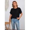 imageZeagoo Womens Casual Swiss Dot Chiffon Summer Tops Round Neck Blouse Shirts Short Sleeve Work Office Loose ShirtBlack