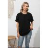 imageZeagoo Womens Casual Swiss Dot Chiffon Summer Tops Round Neck Blouse Shirts Short Sleeve Work Office Loose ShirtBlack