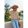 imageZeagoo Womens Casual Swiss Dot Chiffon Summer Tops Round Neck Blouse Shirts Short Sleeve Work Office Loose ShirtKhaki