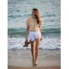 imageZeagoo Womens Casual Swiss Dot Chiffon Summer Tops Round Neck Blouse Shirts Short Sleeve Work Office Loose ShirtKhaki