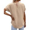 imageZeagoo Womens Casual Swiss Dot Chiffon Summer Tops Round Neck Blouse Shirts Short Sleeve Work Office Loose ShirtKhaki