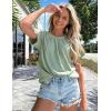imageZeagoo Womens Casual Swiss Dot Chiffon Summer Tops Round Neck Blouse Shirts Short Sleeve Work Office Loose ShirtLight Green