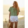 imageZeagoo Womens Casual Swiss Dot Chiffon Summer Tops Round Neck Blouse Shirts Short Sleeve Work Office Loose ShirtLight Green