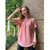 imageZeagoo Womens Casual Swiss Dot Chiffon Summer Tops Round Neck Blouse Shirts Short Sleeve Work Office Loose ShirtPink