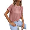 imageZeagoo Womens Casual Swiss Dot Chiffon Summer Tops Round Neck Blouse Shirts Short Sleeve Work Office Loose ShirtPink