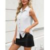 imageZeagoo Womens Sleeveless Button Down Shirts V Neck Solid Tank Tops Basic Loose Blouses Casual Office ShirtsA White