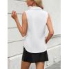 imageZeagoo Womens Sleeveless Button Down Shirts V Neck Solid Tank Tops Basic Loose Blouses Casual Office ShirtsA White