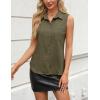 imageZeagoo Womens Sleeveless Button Down Shirts V Neck Solid Tank Tops Basic Loose Blouses Casual Office ShirtsArmy Green