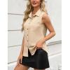 imageZeagoo Womens Sleeveless Button Down Shirts V Neck Solid Tank Tops Basic Loose Blouses Casual Office ShirtsBeige