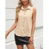 imageZeagoo Womens Sleeveless Button Down Shirts V Neck Solid Tank Tops Basic Loose Blouses Casual Office ShirtsBeige
