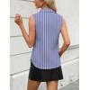 imageZeagoo Womens Sleeveless Button Down Shirts V Neck Solid Tank Tops Basic Loose Blouses Casual Office ShirtsBlue Stripetw221