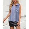 imageZeagoo Womens Sleeveless Button Down Shirts V Neck Solid Tank Tops Basic Loose Blouses Casual Office ShirtsBlue Stripetw221
