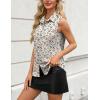imageZeagoo Womens Sleeveless Button Down Shirts V Neck Solid Tank Tops Basic Loose Blouses Casual Office ShirtsFloral Cream296