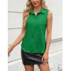 imageZeagoo Womens Sleeveless Button Down Shirts V Neck Solid Tank Tops Basic Loose Blouses Casual Office ShirtsGreen