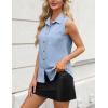 imageZeagoo Womens Sleeveless Button Down Shirts V Neck Solid Tank Tops Basic Loose Blouses Casual Office ShirtsLight Blue