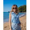 imageZeagoo Womens Sleeveless Button Down Shirts V Neck Solid Tank Tops Basic Loose Blouses Casual Office ShirtsLight Blue